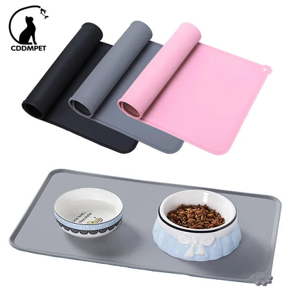 CDDMPET Silicone Dog Cat Bowl Mat Non-Stick Pet Fountain Tray Food Pad Puppy Dogs Feeding Drinking Mat Easy Washing Placemat