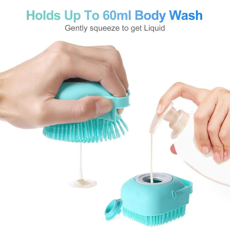 Pet Dog Shampoo Brush 2.7oz 80ml Cat Massage Comb Grooming Scrubber  for Bathing Short Hair Soft Silicone Rubber