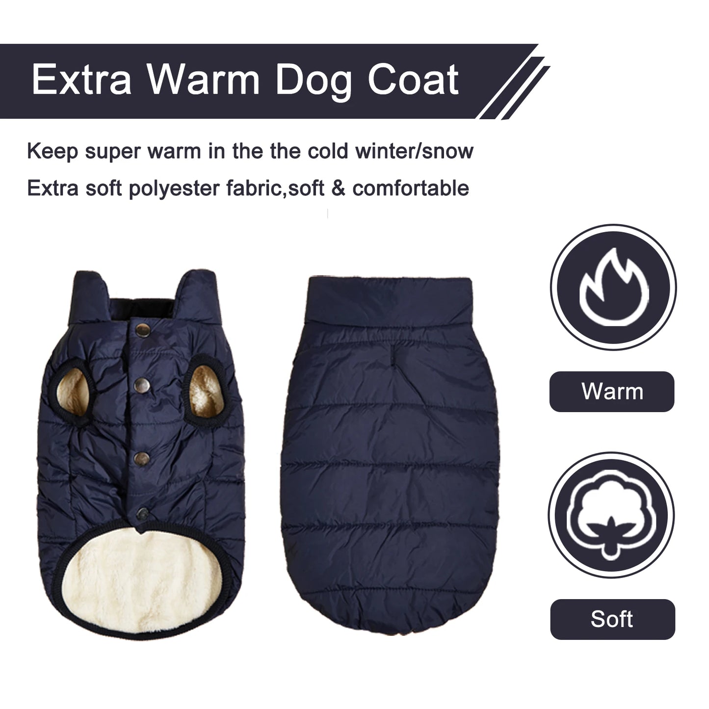 Winter Dog Clothes Outdoor Cold Proof Warm Dog Jacket with Fleece Cotton Lining Chihuahua French Bulldog Puppy Clothing Coat