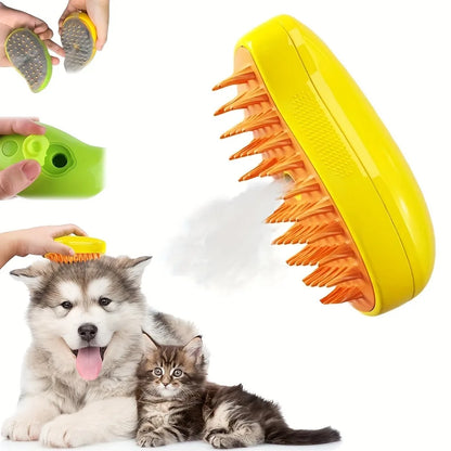 Steamy Dog Brush Electric Spray Cat Hair Brush 3 In1 Dog Steamer Brush for Massage Pet Grooming Removing Tangled and Loose Hair