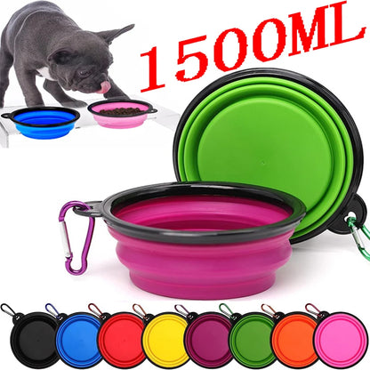 Pet Folding Silicone Bowl Collapsible Dog Food Bowl Water Large Outdoor Pet Travel Bowl Portable Puppy Food Container Feeder