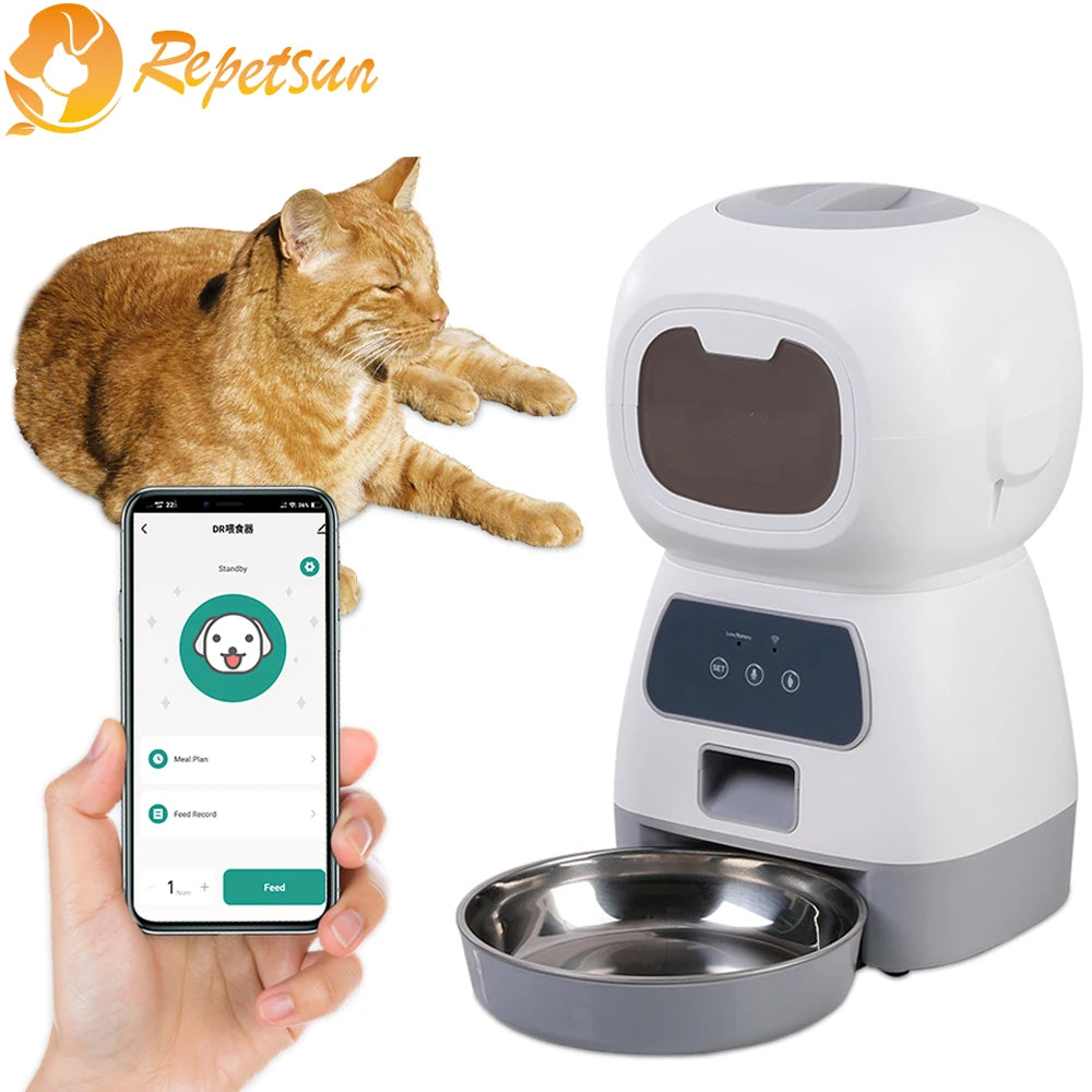 3.5L Automatic Pet Feeder For Cats WiFi Smart Swirl Slow Dog Feeder With Voice Recorder Large Capacity Timing Cat Food Dispenser