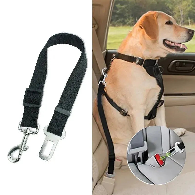 Adjustable Pet Dog Cat Car Seat Belt for Dogs Harness Leash Travel Clip French Bulldog Dog Collar Connector Accessories Supplies