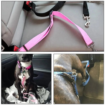 Adjustable Pet Dog Cat Car Seat Belt for Dogs Harness Leash Travel Clip French Bulldog Dog Collar Connector Accessories Supplies