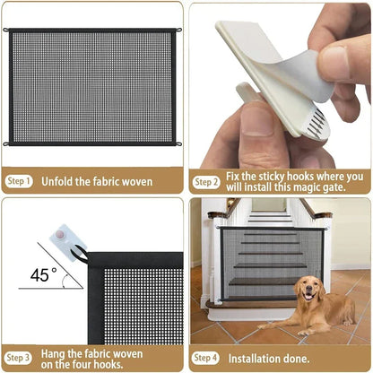 Pet Barrier Fence Portable Breathable Mesh Stairs Kitchen Entrance Indoor Gate Dogs Separation Guard Isolated Baby Hooks Playpen